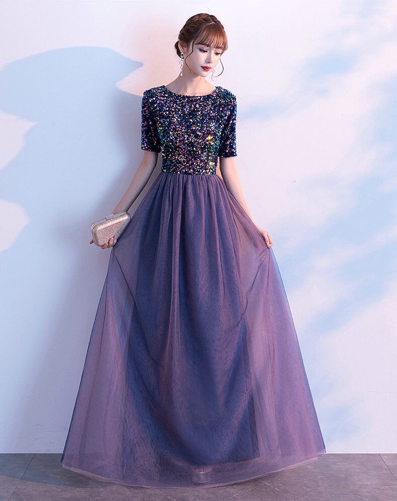 esteri Aラインドレス パープル ロング ミディアム XS S M L XL XXL XXXL 結婚式 大きいサイズ 演奏会 パーティードレス ロングドレス お呼ばれ ドレス ワンピース 二次会 発表会 母親 フォーマルドレス 袖あり フォーマル パーティー 披露宴 同窓会 アフタヌーン ドレス ママ ドレス ミセス 七分袖 洋装 長袖 マザーズ ドレス 演奏会用 ドレス レディース Aライン