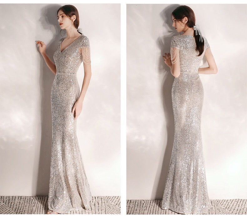 yvetter マーメイドドレス グレー XS S M L XL XXL - アルカドレス