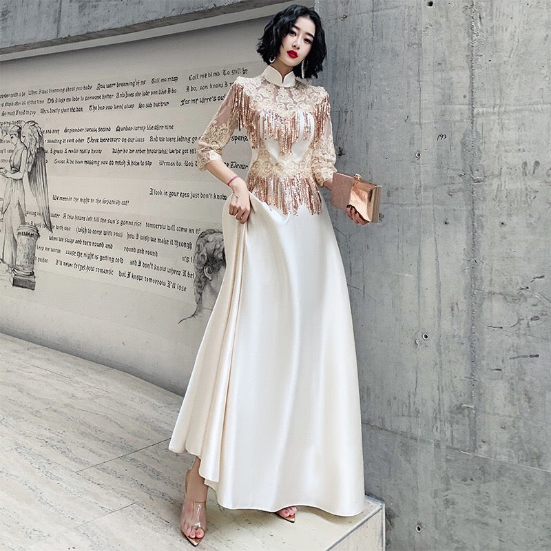 galiny Aラインドレス ゴールド XS S M L XL XXL 即日発送 即納 結婚式 パーティードレス 体型カバー 小柄 ゆったり マタニティ ブラジャー 20代 30代 40代 50代 ブランド ワンピース シャンパン 夏 持ち運び