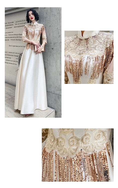 galiny Aラインドレス ゴールド XS S M L XL XXL 即日発送 即納 結婚式 パーティードレス 体型カバー 小柄 ゆったり マタニティ ブラジャー 20代 30代 40代 50代 ブランド ワンピース シャンパン 夏 持ち運び