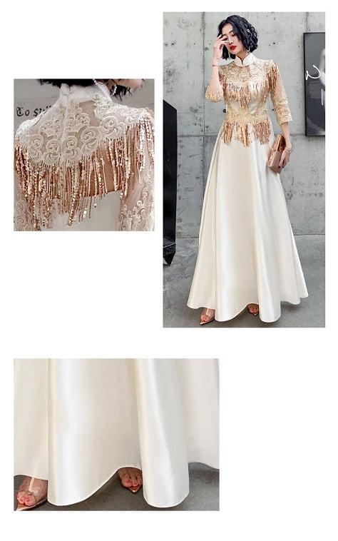 galiny Aラインドレス ゴールド XS S M L XL XXL 即日発送 即納 結婚式 パーティードレス 体型カバー 小柄 ゆったり マタニティ ブラジャー 20代 30代 40代 50代 ブランド ワンピース シャンパン 夏 持ち運び