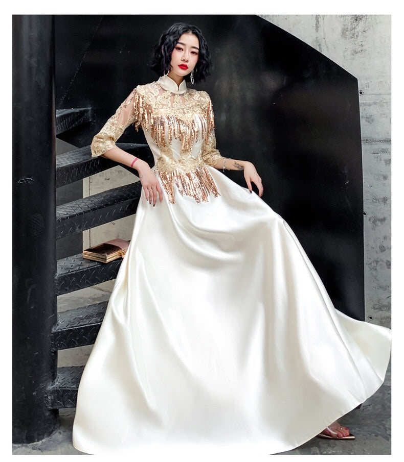 galiny Aラインドレス ゴールド XS S M L XL XXL 即日発送 即納 結婚式 パーティードレス 体型カバー 小柄 ゆったり マタニティ ブラジャー 20代 30代 40代 50代 ブランド ワンピース シャンパン 夏 持ち運び