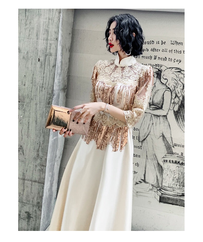 galiny Aラインドレス ゴールド XS S M L XL XXL 即日発送 即納 結婚式 パーティードレス 体型カバー 小柄 ゆったり マタニティ ブラジャー 20代 30代 40代 50代 ブランド ワンピース シャンパン 夏 持ち運び