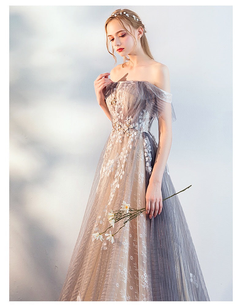 inessa Aラインドレス グレー XS S M L XL XXL - アルカドレス