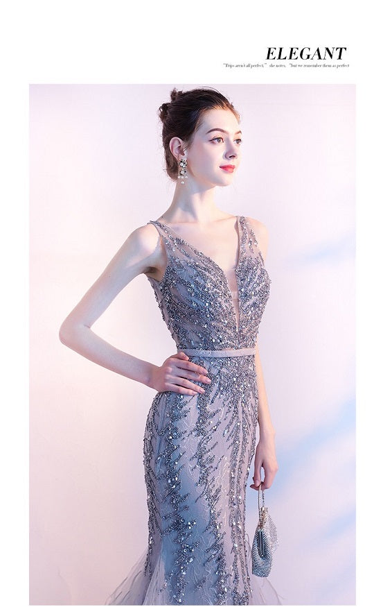 豪華オールビジュードレス noora (着丈 サイズオーダー可能) オーダーメイド マーメイドドレス ロングドレス ノースリーブドレス ビジュードレス レースドレス フォーマルドレス 高級ドレス 上質素材 透明感 気品 大人女性 美シルエット 体型補整 ホテル大階段 シャンデリア 暖光 夜景 映える装い 結婚式 二次会 演奏会 特別な夜 ラグジュアリー (ブルー)XS S M L XL XXL XXXL