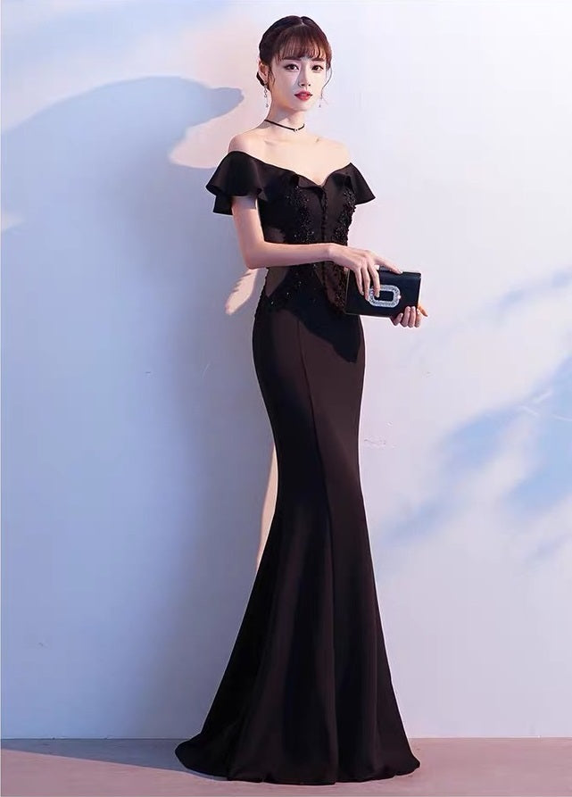 chanel マーメイドドレス ブラック XS S M L XL XXL 即日発送 即納 結婚式 パーティードレス 体型カバー 小柄 ゆったり マタニティ ブラジャー 20代 30代 40代 50代 ブランド ワンピース シャンパン 夏 持ち運び