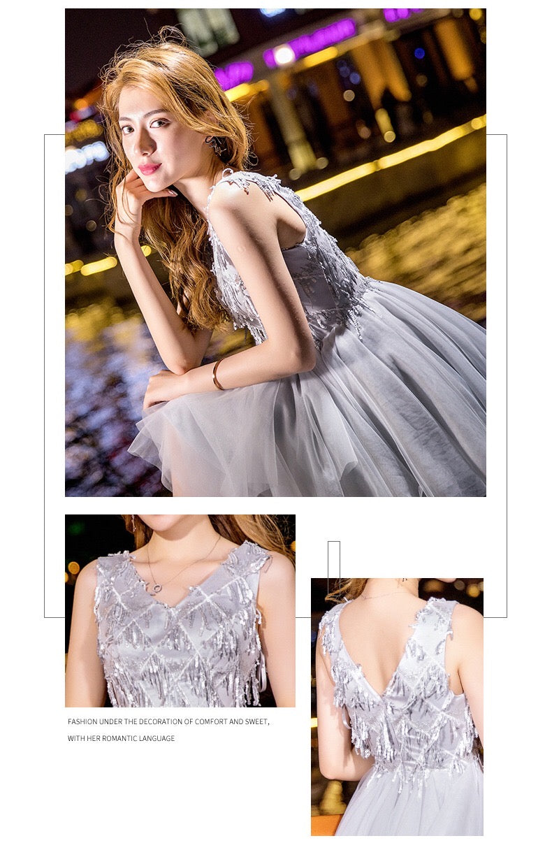 abramo ショートドレス グレー ベージュ S M L XL XXL 即日発送 即納 結婚式 パーティードレス 体型カバー 小柄 ゆったり マタニティ ブラジャー 20代 30代 40代 50代 ブランド ワンピース シャンパン 夏 持ち運び