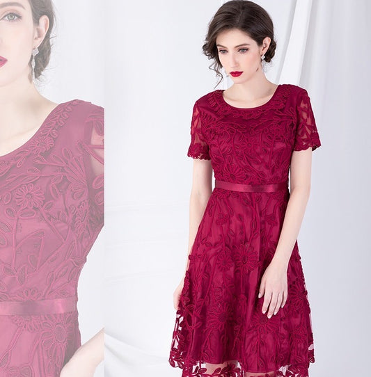 angela Aラインドレス ネイビー レッド ピンク S M L XL 2XL 3XL - アルカドレス