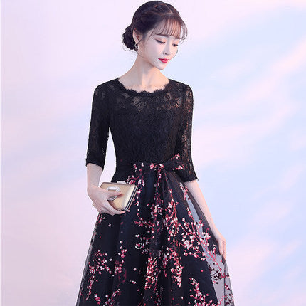 anezka Aラインドレス ブラック XS S M L XL XXL 結婚式 大きいサイズ 演奏会 パーティードレス ロングドレス お呼ばれ ドレス ワンピース 二次会 発表会 母親 フォーマルドレス 袖あり フォーマル パーティー 披露宴 同窓会 アフタヌーン ドレス ママ ドレス ミセス 七分袖 洋装 長袖 マザーズ ドレス 演奏会用 ドレス レディース Aライン
