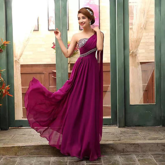 benoite ロングドレス (着丈 サイズオーダー可能) オーダーメイド ワンショルダードレス スリムライン 美シルエット 体型補整 透明感 軽やか素材 曲線美 特別な瞬間 演奏会 ホテルディナー レセプション ラグジュアリー 高級感 (パープル)