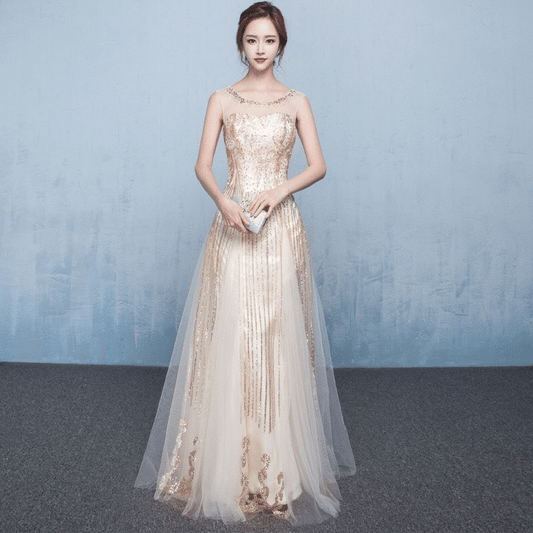 oriana Aラインドレス ゴールド XS S M L XL XXL - アルカドレス