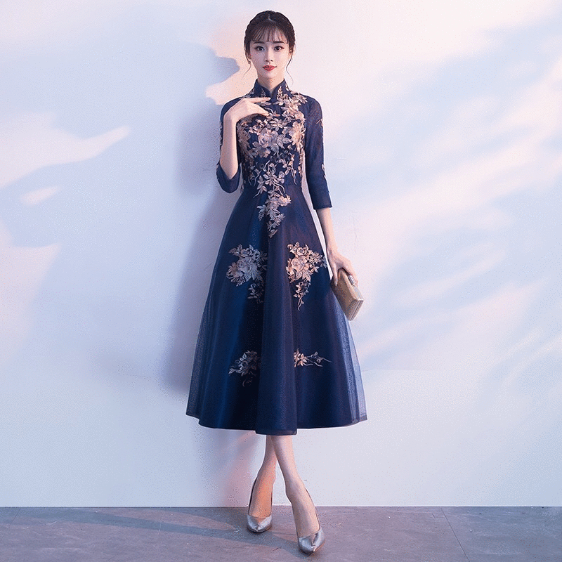 laplace Aラインドレス ネイビー S M L XL XXL 即日発送 即納 結婚式 パーティードレス 体型カバー 小柄 ゆったり マタニティ ブラジャー 20代 30代 40代 50代 ブランド ワンピース シャンパン 夏 持ち運び