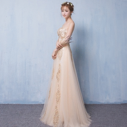 brooklyn Aラインドレス ゴールド ハイネック ノースリーブ XS S M L XL XXL - アルカドレス