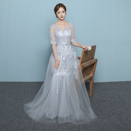 rita Aラインドレス グレー S M L XL XXL - アルカドレス