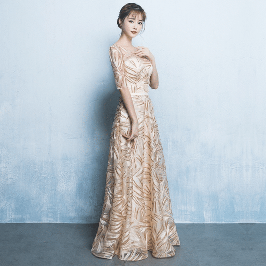 christina Aラインドドレス ゴールド S M L XL XXL 即日発送 即納 即日発送 即納 結婚式 パーティードレス 体型カバー 小柄  ゆったり マタニティ ブラジャー 20代 30代 40代 50代 ブランド ワンピース シャンパン 夏 持ち運び