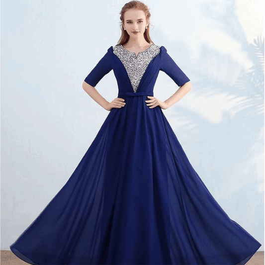 即納ドレス あす楽 marf Aラインドレス ブルー(明るい青) ネイビー(濃い青) ホワイト レッド パープル S M L XL XXL XXXL 即日発送 明日 届く 結婚式 大きいサイズ 演奏会 パーティードレス ロングドレス お呼ばれ ドレス ワンピース 二次会 発表会 母親 フォーマルドレス 袖あり フォーマル パーティー 披露宴 同窓会 アフタヌーン ドレス ママ ドレス ミセス 七分袖 洋装 長袖 マザーズ ドレス 演奏会用 ドレス レディース Aライン