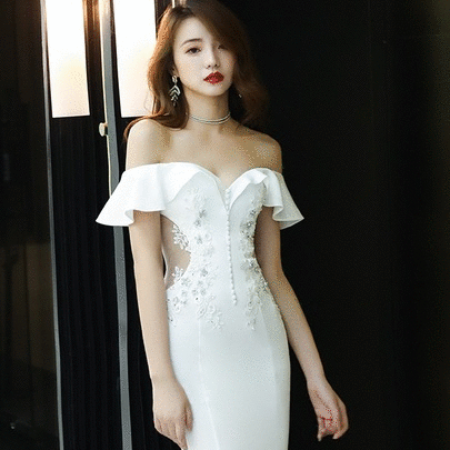 即納ドレス あす楽 noemie マーメイドドレス ホワイト S M L XL XXL 即日発送 明日 届く 結婚式 大きいサイズ 演奏会 パーティードレス ロングドレス お呼ばれ ドレス ワンピース 二次会 発表会 母親 フォーマルドレス 袖あり フォーマル パーティー 披露宴 同窓会 アフタヌーン ドレス ママ ドレス ミセス 七分袖 洋装 長袖 マザーズ ドレス 演奏会用 ドレス レディース Aライン