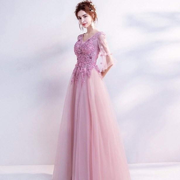 TADASHISHOJI SALE ラッフルフレアーロングドレスピンク 即納 TADASHISHOJI SALE ラッフルフレアーロングドレスピンク 即納