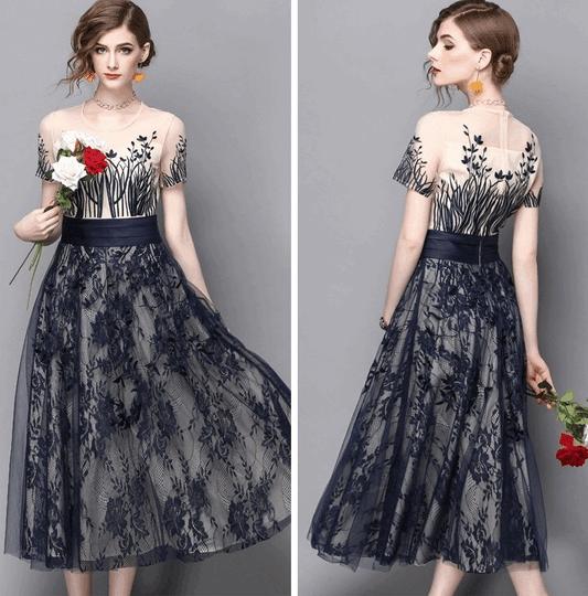 thelma Aラインドレス ネイビー S M L XL XXL - アルカドレス