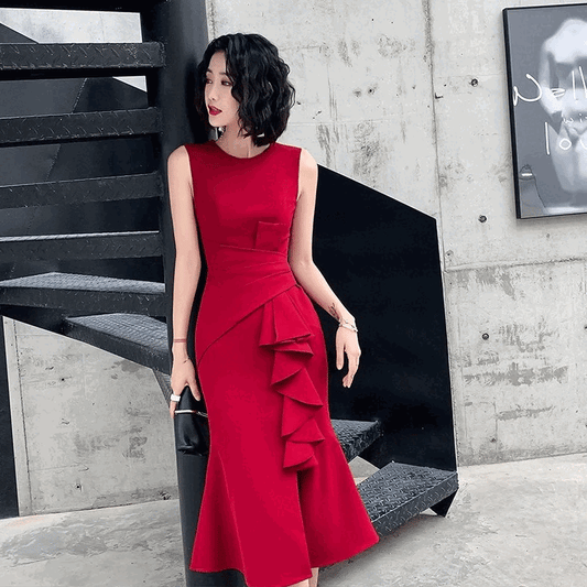 reginar スリットドレス レッド XS S M L XL 2XL 3XL 即日発送 即納 結婚式 パーティードレス 体型カバー 小柄  ゆったり マタニティ ブラジャー 20代 30代 40代 50代 ブランド ワンピース シャンパン 夏 持ち運び