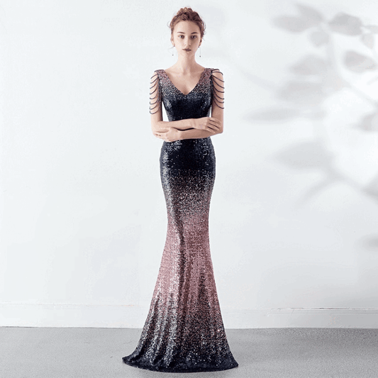 yeva マーメイドドレス ブルー/ピンク ブラック/ゴールド ブルー/シルバー グリーン ピンク/ブルー レッド S M L XL XXL 即日発送 即納 結婚式 パーティードレス 体型カバー 小柄  ゆったり マタニティ ブラジャー 20代 30代 40代 50代 ブランド ワンピース シャンパン 夏 持ち運び