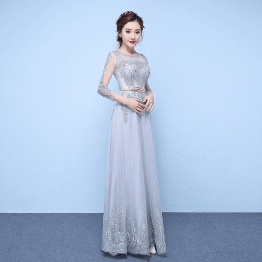 natala Aラインドレス グレー S M L XL XXL - アルカドレス