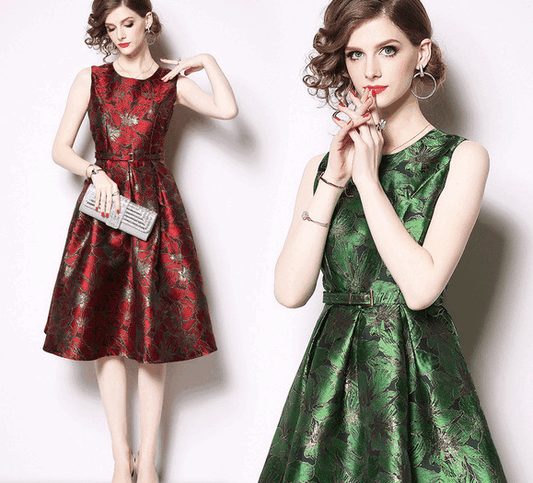 felicity Aラインドレス レッド グリーン S M L XL 2XL 3XL - アルカドレス