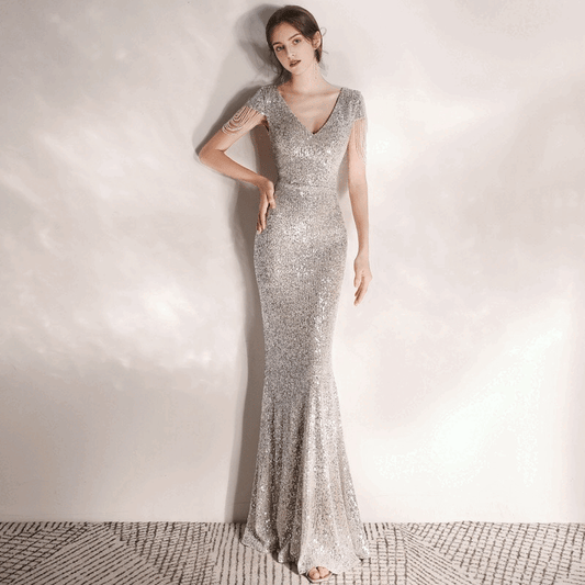 yvetter マーメイドドレス グレー XS S M L XL XXL - アルカドレス