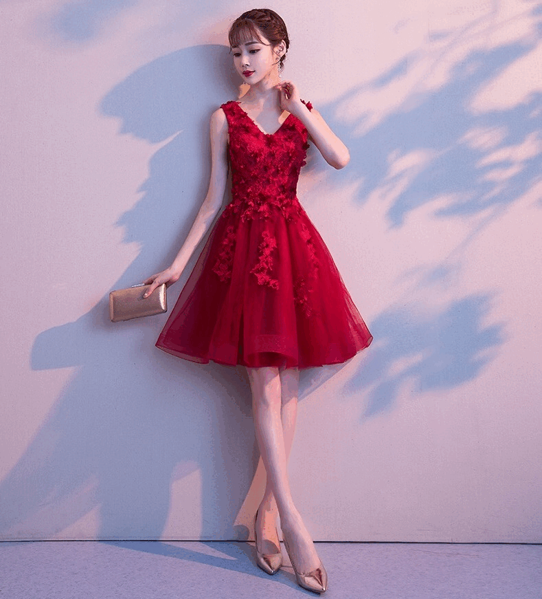 carin Aラインドレス レッド S M L XL XXL - アルカドレス