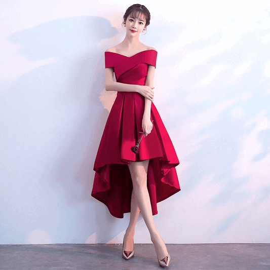 faivre アルカドレス オーダーメイド (着丈 サイズオーダー可能) ハイロードレス レッドドレス オフショルダードレス フレアスカートドレス パーティードレス 結婚式 ワンピース ロング丈 袖なし 体型カバー お呼ばれ 二次会 披露宴 20代 30代 40代 大きいサイズ 脚長効果 写真映え 主役級オーラ (レッド)XS S M L XL XXL XXXL