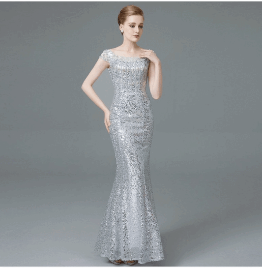 alonza マーメイドドレス (着丈 サイズオーダー可能) オーダーメイド ロングドレス ノースリーブドレス スパンコール スリムフィット 美シルエット 体型補整 ウエストライン強調 透明感 静かな華やぎ ホテルラウンジ 演奏会 高級感 大人上品 (ゴールド)