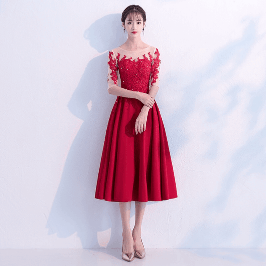 lydie Aラインドレス レッド XXS XS S M L 2XL 3XL 即日発送 即納 結婚式 パーティードレス 体型カバー 小柄  ゆったり マタニティ ブラジャー 20代 30代 40代 50代 ブランド ワンピース シャンパン 夏 持ち運び