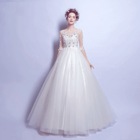 fabiana Aラインドレス ウェディングドレス ホワイト XSS XS S M L XL XXL XXXL 結婚式 大きいサイズ 演奏会 パーティードレス ロングドレス お呼ばれ ドレス ワンピース 二次会 発表会 母親 フォーマルドレス 袖あり フォーマル パーティー 披露宴 同窓会 アフタヌーン ドレス ママ ドレス ミセス 七分袖 洋装 長袖 マザーズ ドレス 演奏会用 ドレス レディース Aライン