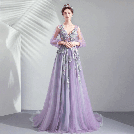 felix Aラインドレス パープル XS S M L XL XXL XXXL 結婚式 大きいサイズ 演奏会 パーティードレス ロングドレス お呼ばれ ドレス ワンピース 二次会 発表会 母親 フォーマルドレス 袖あり フォーマル パーティー 披露宴 同窓会 アフタヌーン ドレス ママ ドレス ミセス 七分袖 洋装 長袖 マザーズ ドレス 演奏会用 ドレス レディース Aライン