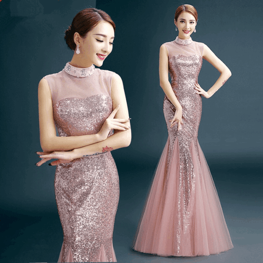 lully マーメイドドレス (着丈 サイズオーダー可能) オーダーメイド ロングドレス スパンコールドレス ロイヤルブルードレス シアーネック 体型補整 美シルエット 高級感 上質素材 演奏会 フォーマルステージ 大人華やか (パープル)