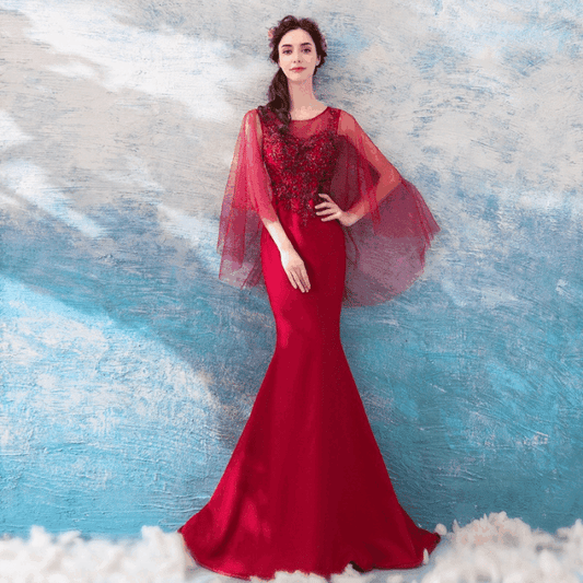 eloi マーメイドドレス レッド XS S M L XL XXL XXXL 即日発送 即納 結婚式 パーティードレス 体型カバー 小柄  ゆったり マタニティ ブラジャー 20代 30代 40代 50代 ブランド ワンピース シャンパン 夏 持ち運び