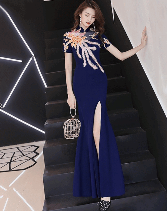 drahuse スリットドレス ネイビー XS S M L XL XXL 即日発送 即納 結婚式 パーティードレス 体型カバー 小柄 ゆったり マタニティ ブラジャー 20代 30代 40代 50代 ブランド ワンピース シャンパン 夏 持ち運び