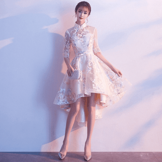 zdenka フィッシュテール アプリコット XS S M L XL XXL XXXL 即日発送 即納 結婚式 パーティードレス 体型カバー 小柄  ゆったり マタニティ ブラジャー 20代 30代 40代 50代 ブランド ワンピース シャンパン 夏 持ち運び