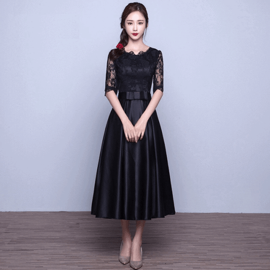 lobularia Aラインドレス ブラック ロング ミディアム ショート XS S M L XL XXL 3XL 4XL 5XL - アルカドレス