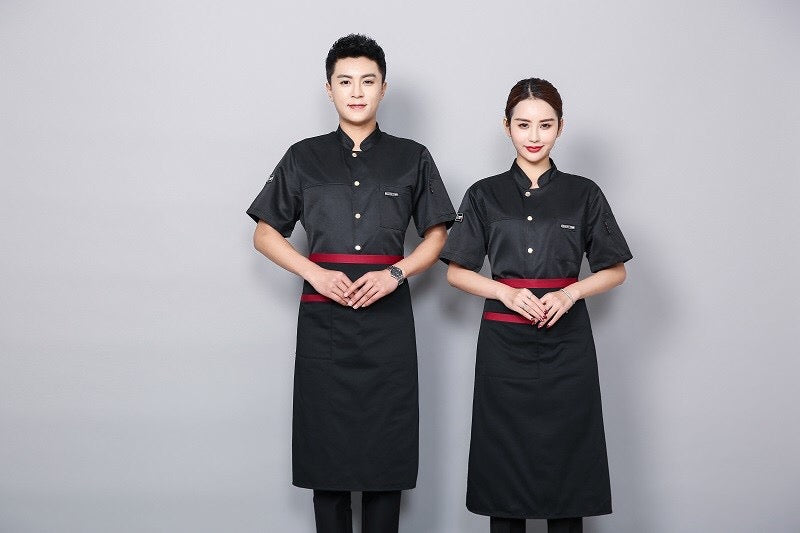 amedeo コックコート ブラック ネイビー ホワイト レッド M L XL 2XL 3XL