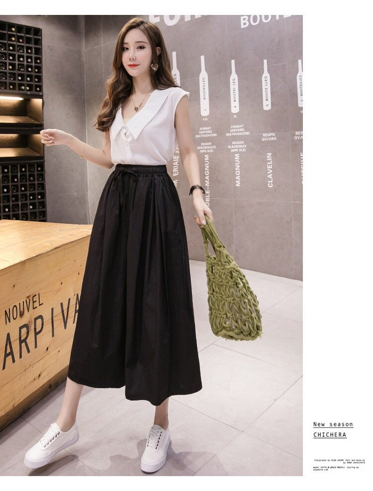 eremiya スカート ブラック ダークブルー グリーン ベージュ ウエスト60-100CM ズボン丈78CM