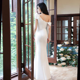 アルカドレス(ARUKA DRESS) phoebe オーダーメイド(着丈・サイズ可) マーメイドロング グラデスパンコール オフショル ハイスリット 結婚式/披露宴/二次会 お呼ばれ 美脚演出 体型カバー 大きいサイズ ナイト/舞台/ホテル （グリーン）XS S M L XL XXL XXXL
