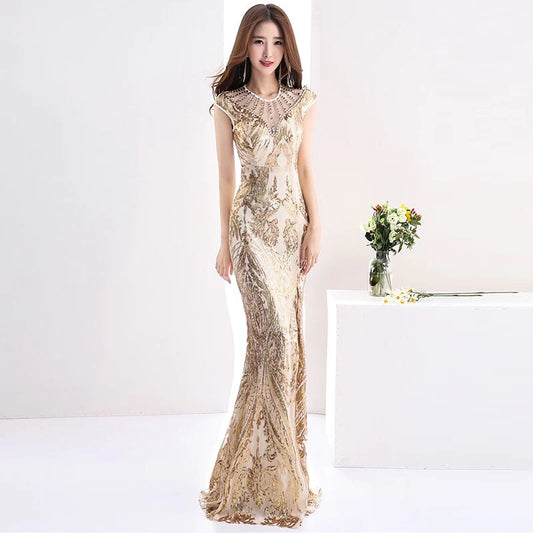 fleurygold スリットドレス (着丈 サイズオーダー可能) オーダーメイド ロングドレス ブラックドレス シアートップドレス 7分袖ドレス Vネックドレス 上質素材 高級感 美シルエット 透明感 体型補整 大人上品 静かな華やぎ ホテルディナー 日本人女性 プレミアム ラグジュアリー エレガント フォーマル パーティー （ゴールド）