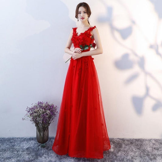 5656redmiddium （着丈 サイズオーダー可能） オーダーメイド ロングドレス Aラインドレス ノースリーブドレス レッドドレス フラワーレース ビジュードレス フォーマルドレス 高級ドレス 上質素材 祝祭 華やぎ 気品 女神ライン 大人女性 美シルエット 体型補整 リゾートテラス 夕景 映える装い 結婚式 二次会 演奏会 特別な夜 ラグジュアリー （レッド）XS S M L XL XXL XXXL