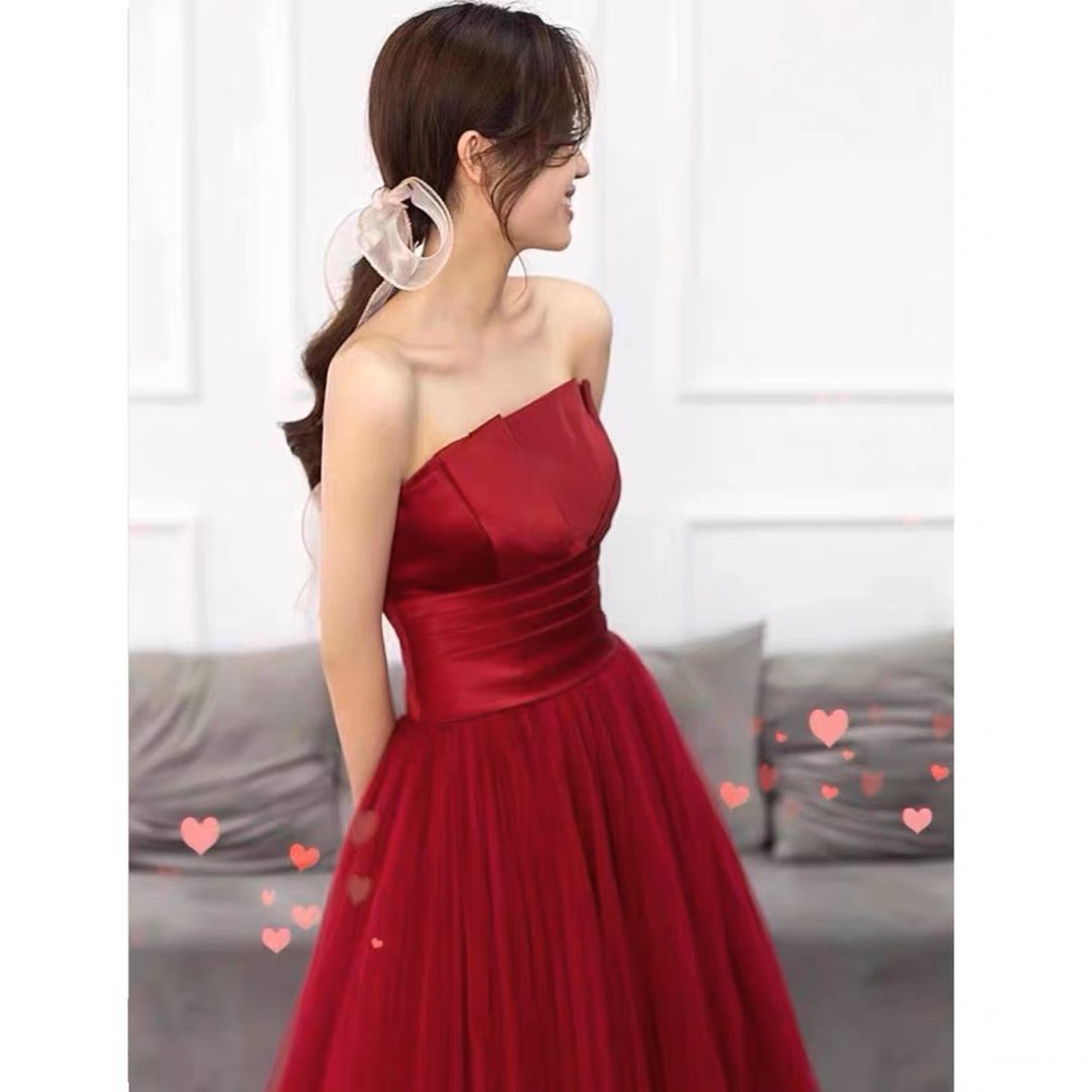 【未使用】ステージドレス ウェディングドレス カラードレス ロングドレス 赤ANNABELLE