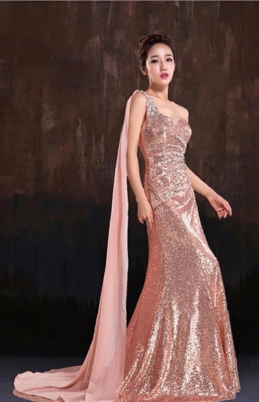 alzbetared スパンコールドレス (着丈 サイズオーダー可能) オーダーメイド マーメイドドレス ロングドレス ケープ付きドレス 深Vネック シアー素材 体型補整 ラグジュアリー レッドドレス 演奏会 ステージ衣装 ホテル撮影 高級感 （ピンク）
