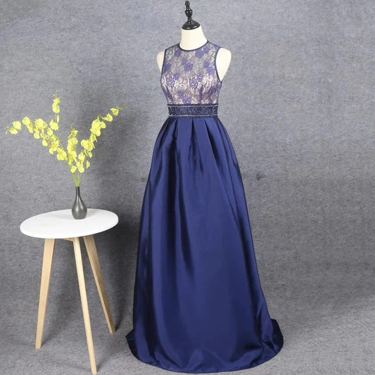 amancio Aラインドレス (着丈 サイズオーダー可能) オーダーメイドドレス ブラックロングドレス シースルーデザイン レーストップ 体型補整 ホテルディナー 優雅な広がり クラシカルモダン 特別な一日 高級感 写真映え （ブルー）