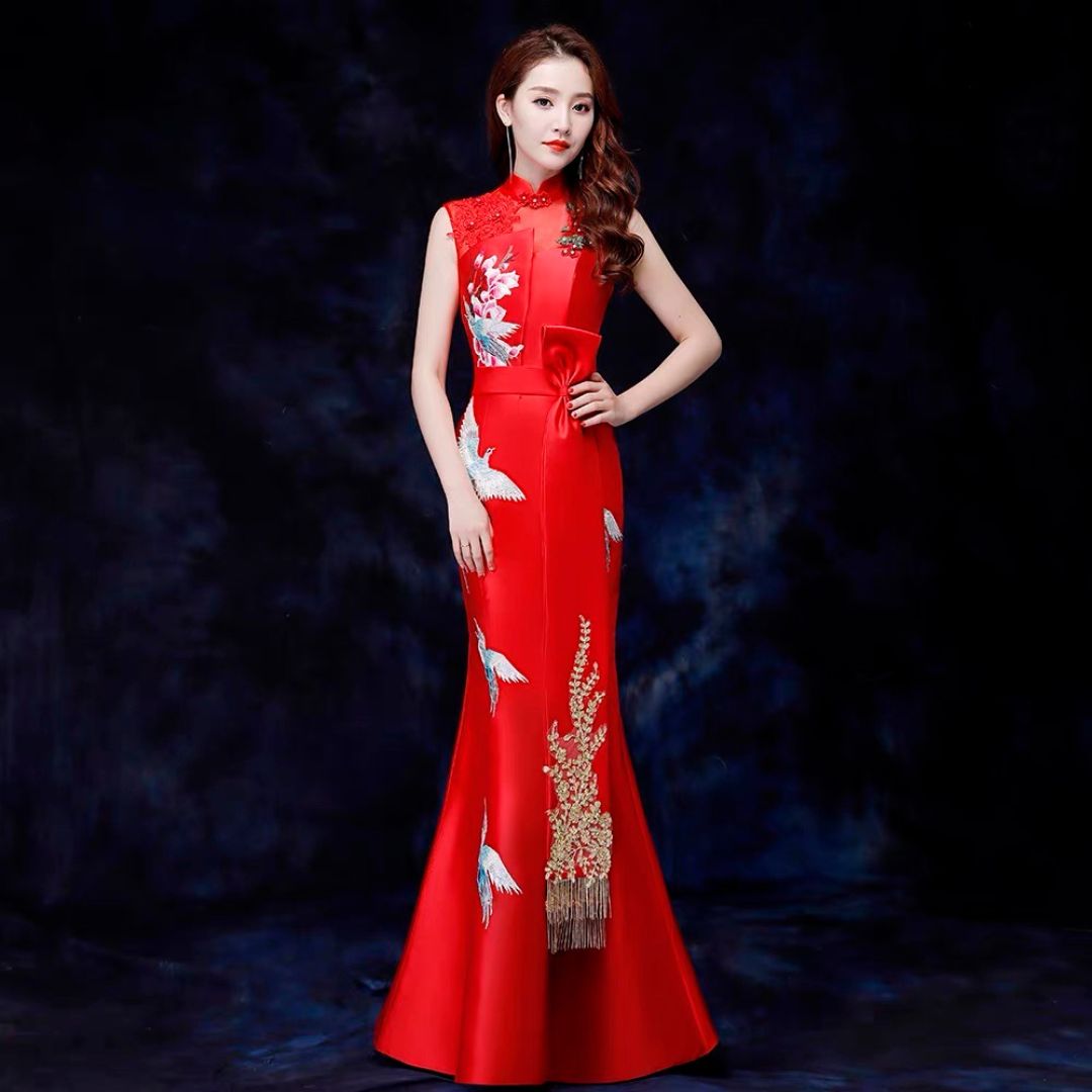 3-fjs6red (着丈 サイズオーダー可能)ロングドレス 白 ホワイト イブニングドレス カラードレス ブライズメイド   マーメイドドレス ステージドレス お急ぎ 演奏会 大きいサイズ 結婚式二次会  お呼ばれ 結婚式 発表会 ロング丈 即日発送 上品  ピアノ発表会