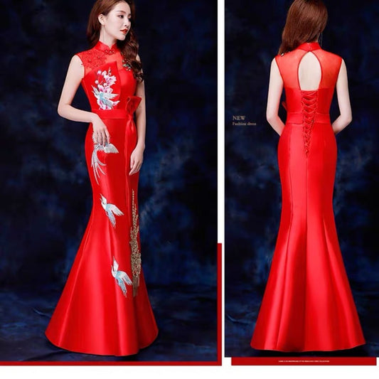 3-fjs6red (着丈 サイズオーダー可能)ロングドレス 白 ホワイト イブニングドレス カラードレス ブライズメイド   マーメイドドレス ステージドレス お急ぎ 演奏会 大きいサイズ 結婚式二次会  お呼ばれ 結婚式 発表会 ロング丈 即日発送 上品  ピアノ発表会