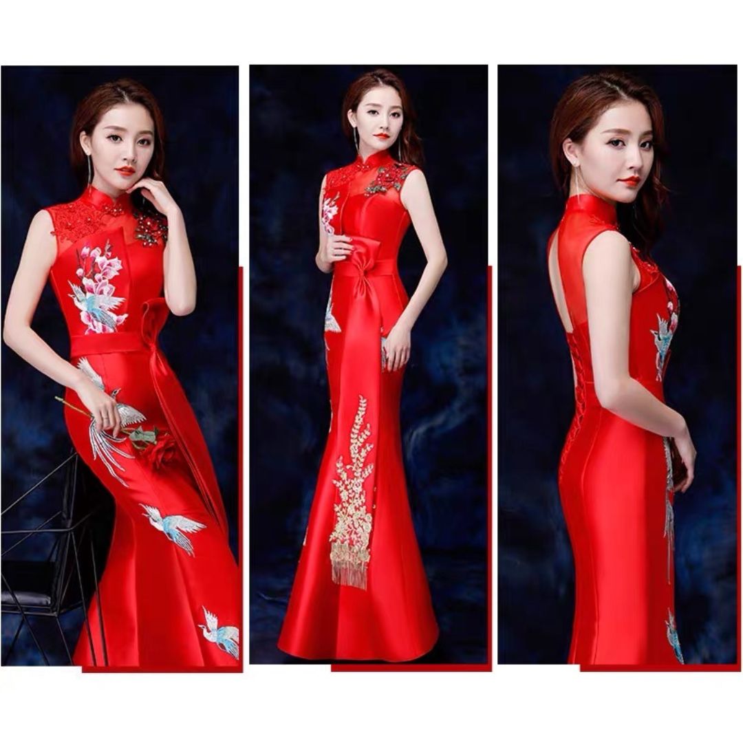 3-fjs6red (着丈 サイズオーダー可能)ロングドレス 白 ホワイト イブニングドレス カラードレス ブライズメイド   マーメイドドレス ステージドレス お急ぎ 演奏会 大きいサイズ 結婚式二次会  お呼ばれ 結婚式 発表会 ロング丈 即日発送 上品  ピアノ発表会